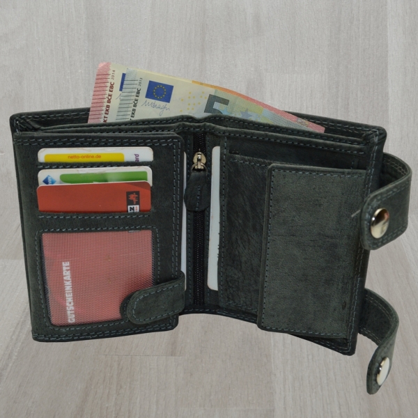 Leder Portemonnaie mit Kette Glattleder Design Roberto mit RFID Schutz